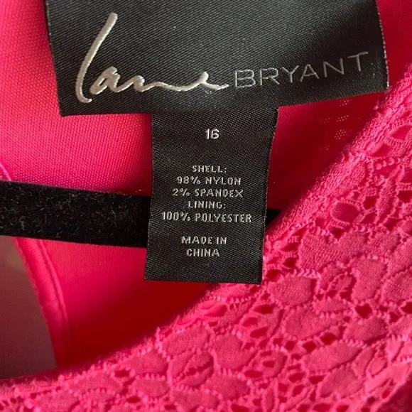 Lane Bryant Womens Fit Flare Dress Plus Pink Floral Lace Sz 16W Sleeveless F144 - Picture 2 of 5